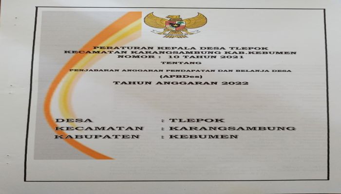 PERATURAN KEPALA DESA TLEPOK NOMOR 10TAHUN 2021 TENTANG APBDes TAHUN ANGGARAN 2022 01